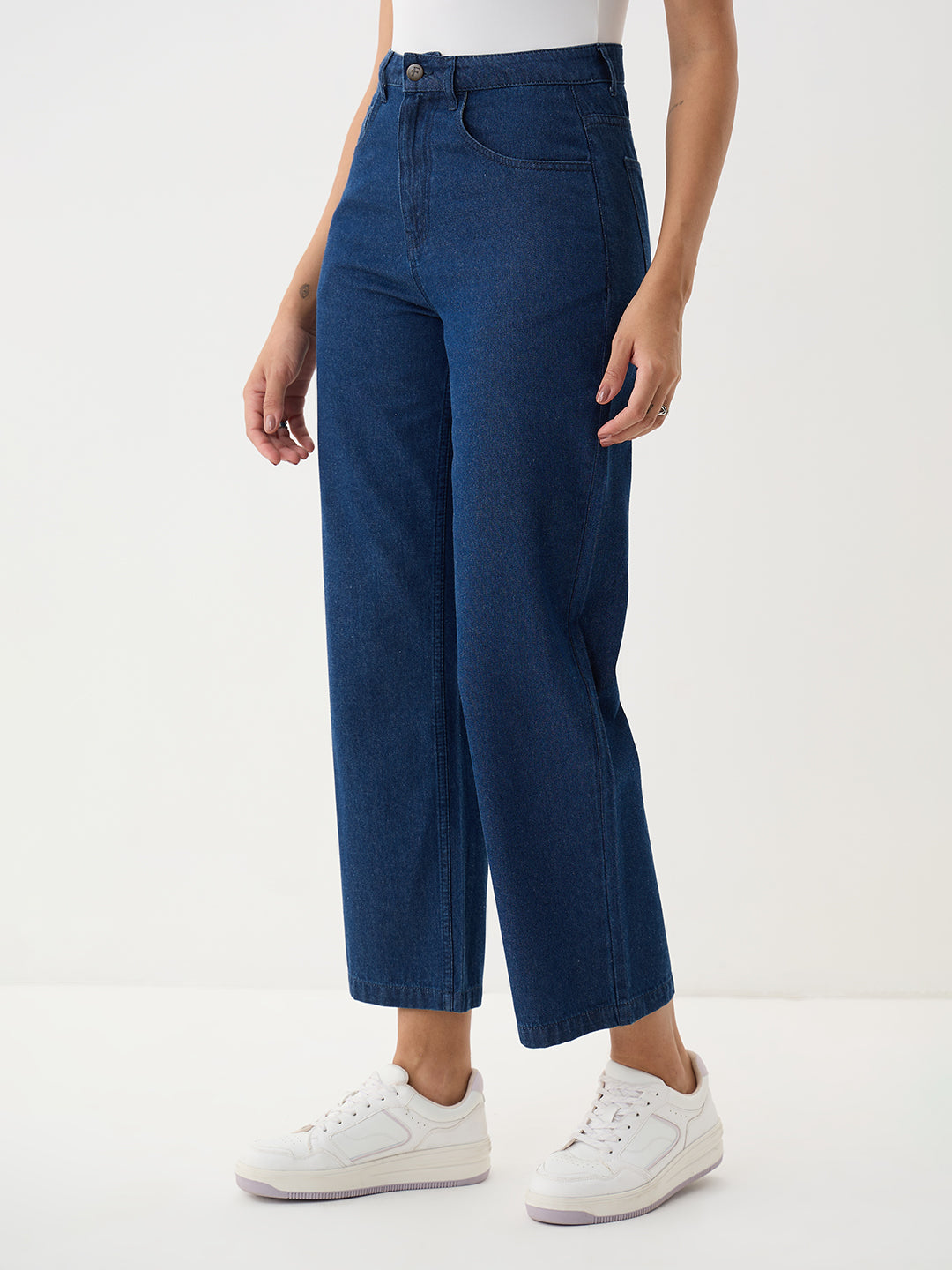 DenimClassic Navy Straight Fit Ankle Length Jeans