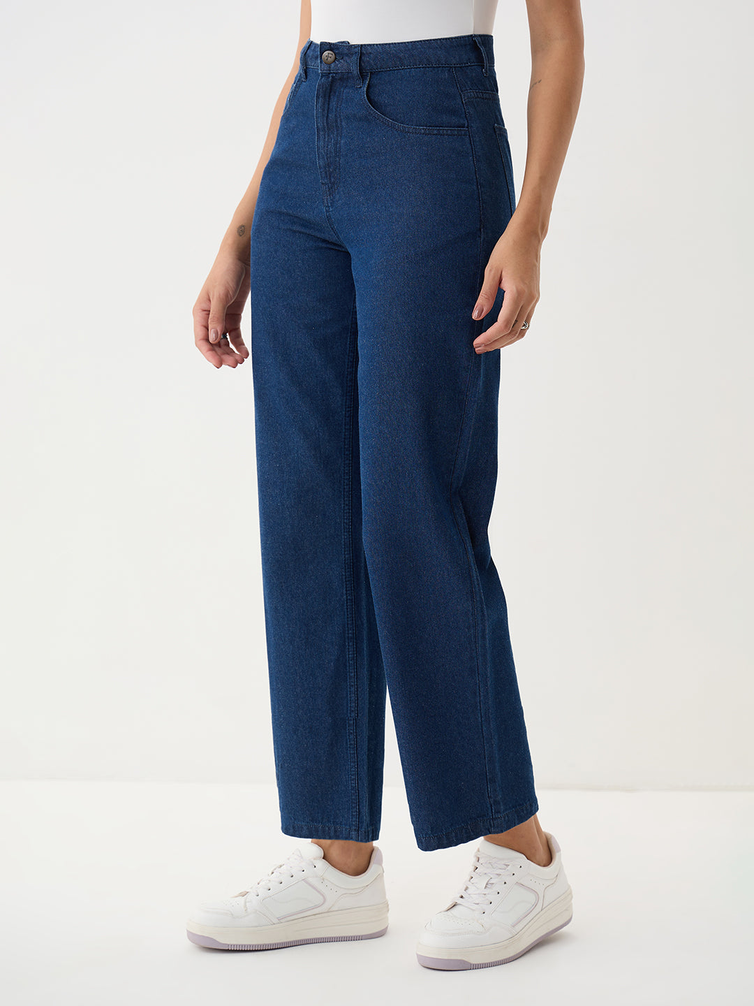 DenimClassic Navy Straight Fit Ankle Length Jeans