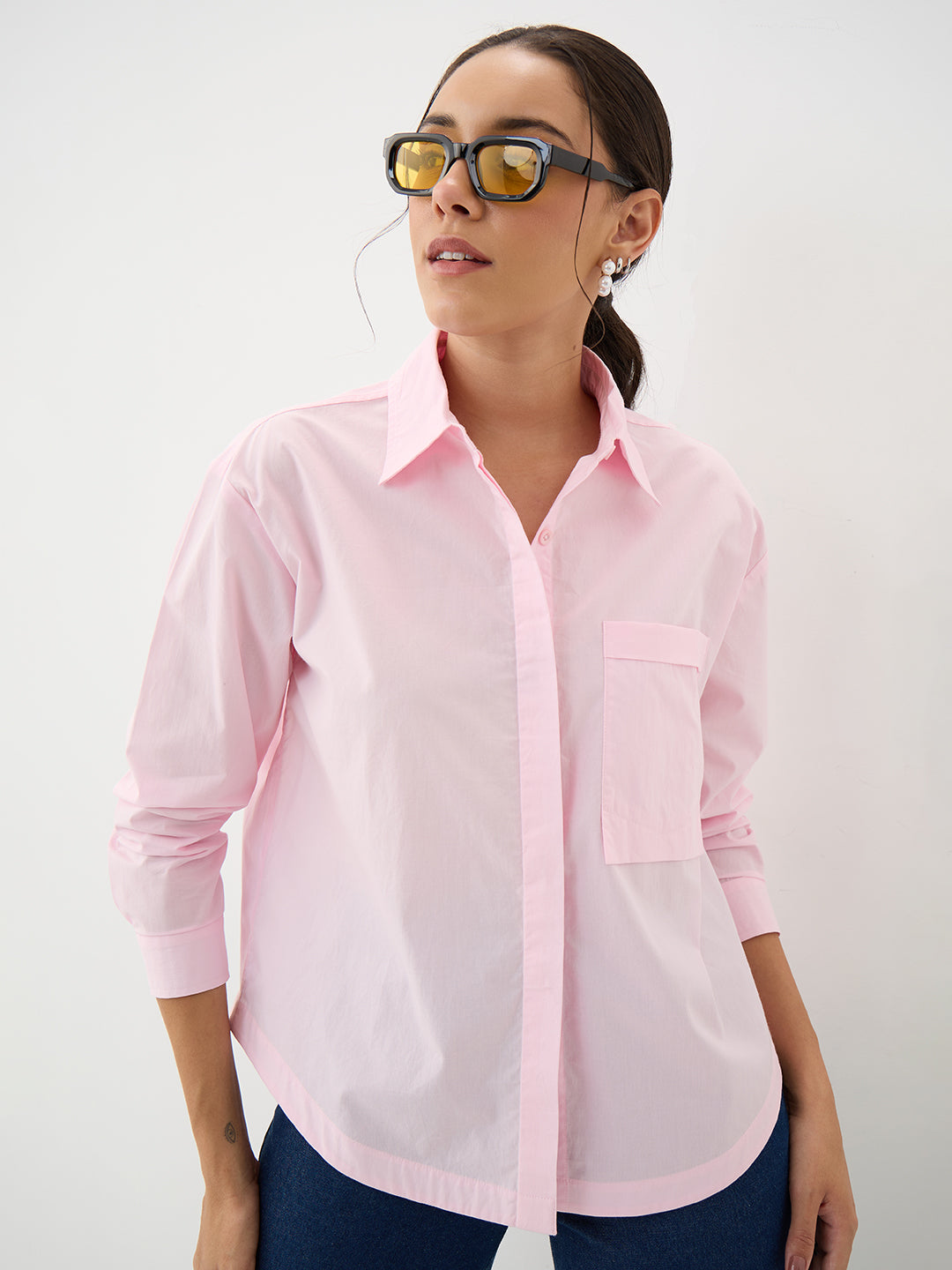 PaperLite Poplin Pink Oversized Shirt