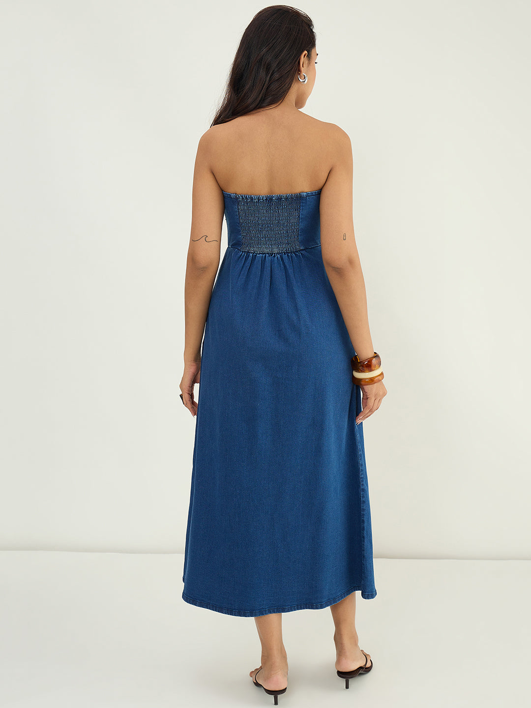DenimStretch Navy Tube Maxi Dress