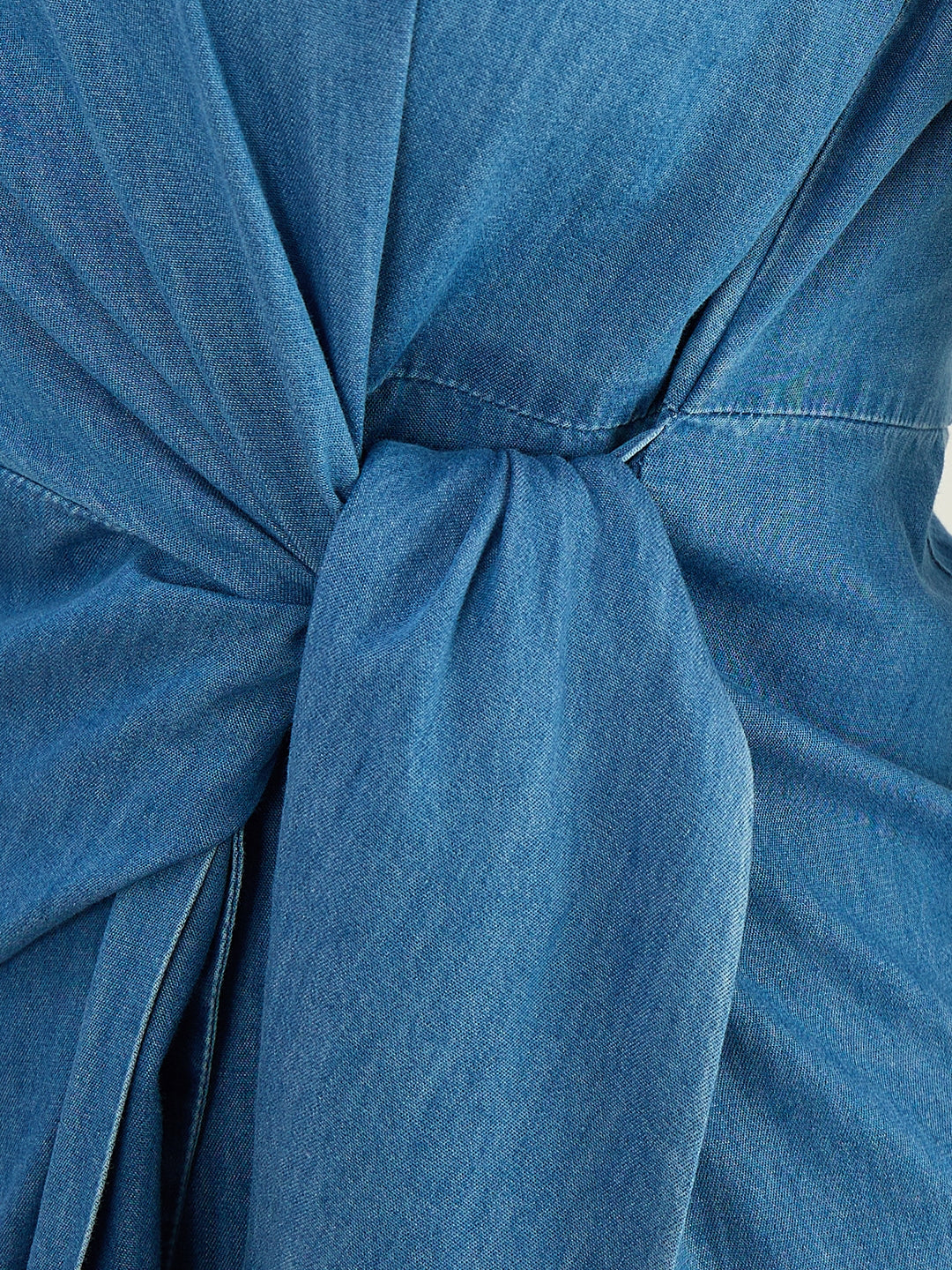 DenimLite Mid Blue Knot Maxi Dress