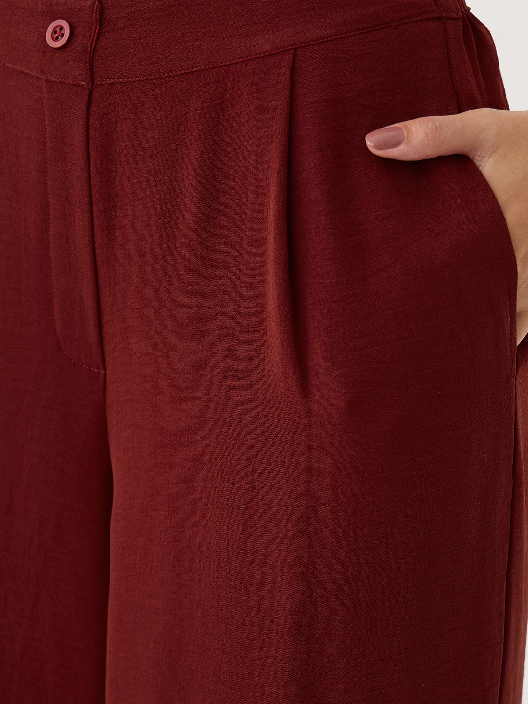 Maroon Drawstring Detail Co-Ord Set