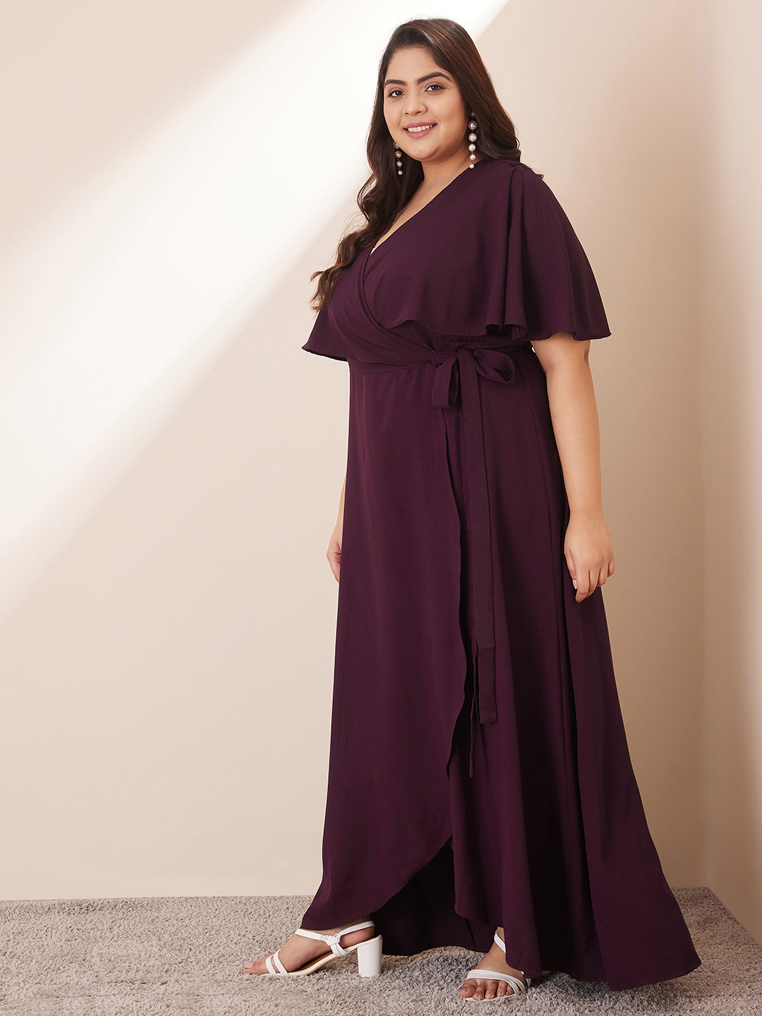 Wine Wrap Formal Maxi Dress