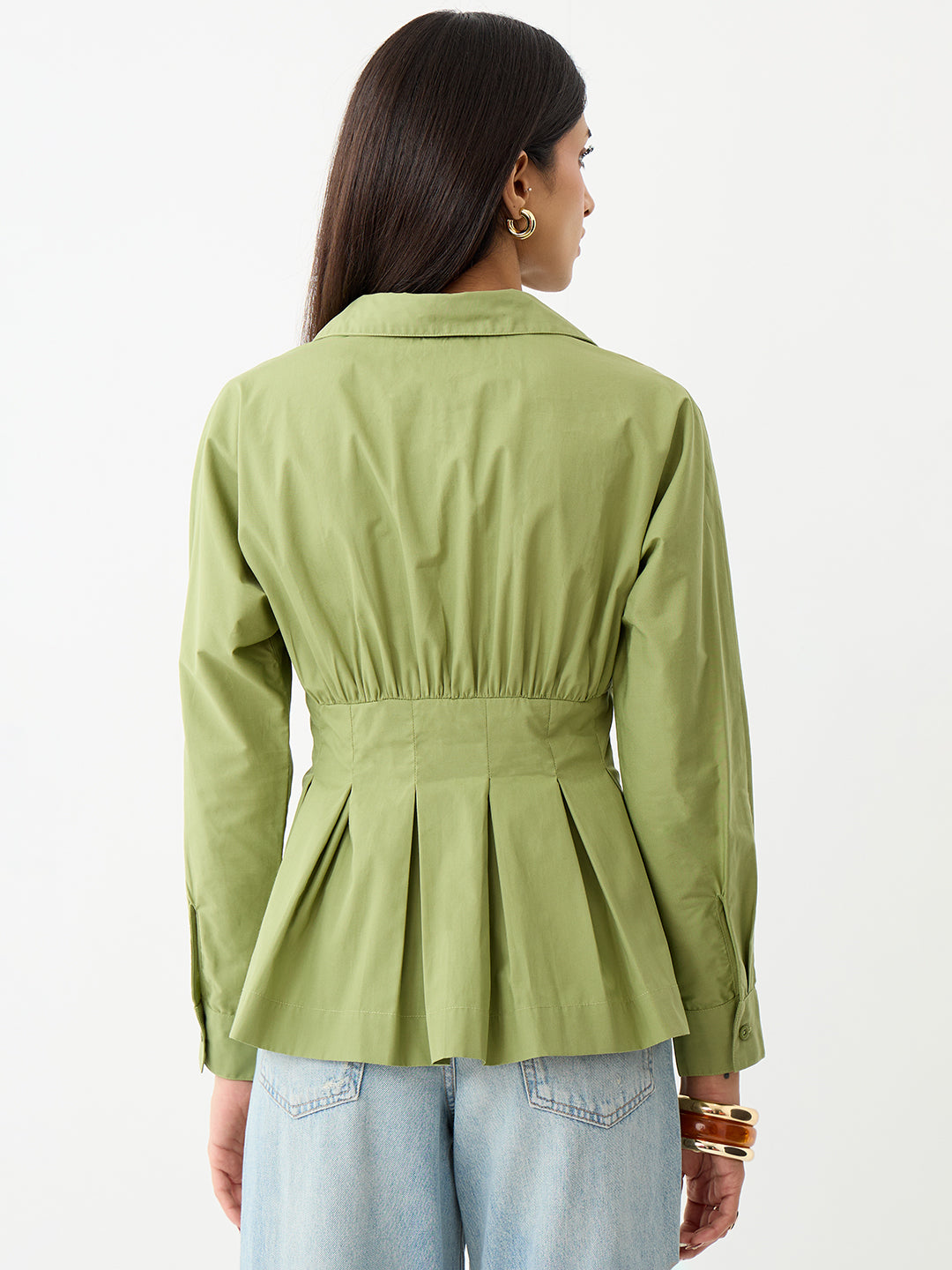 Crispcotton Sage Cinched Waist Shirt