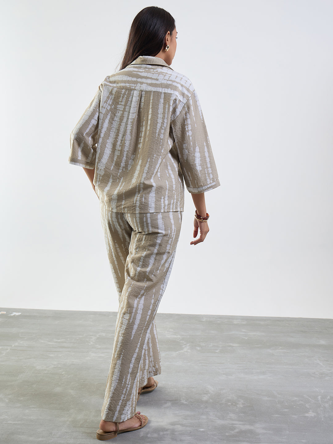 Beige Abstract Shirt Co-Ord