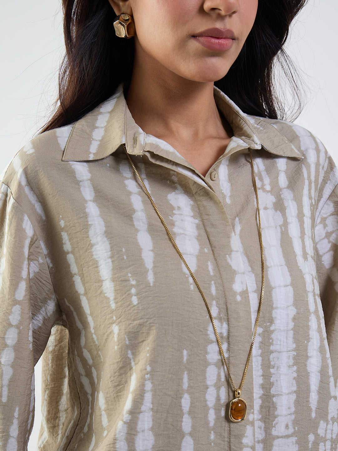 Beige Abstract Shirt Co-Ord