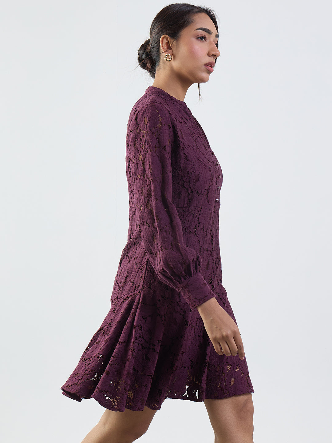 Wine Lace Mini Dress