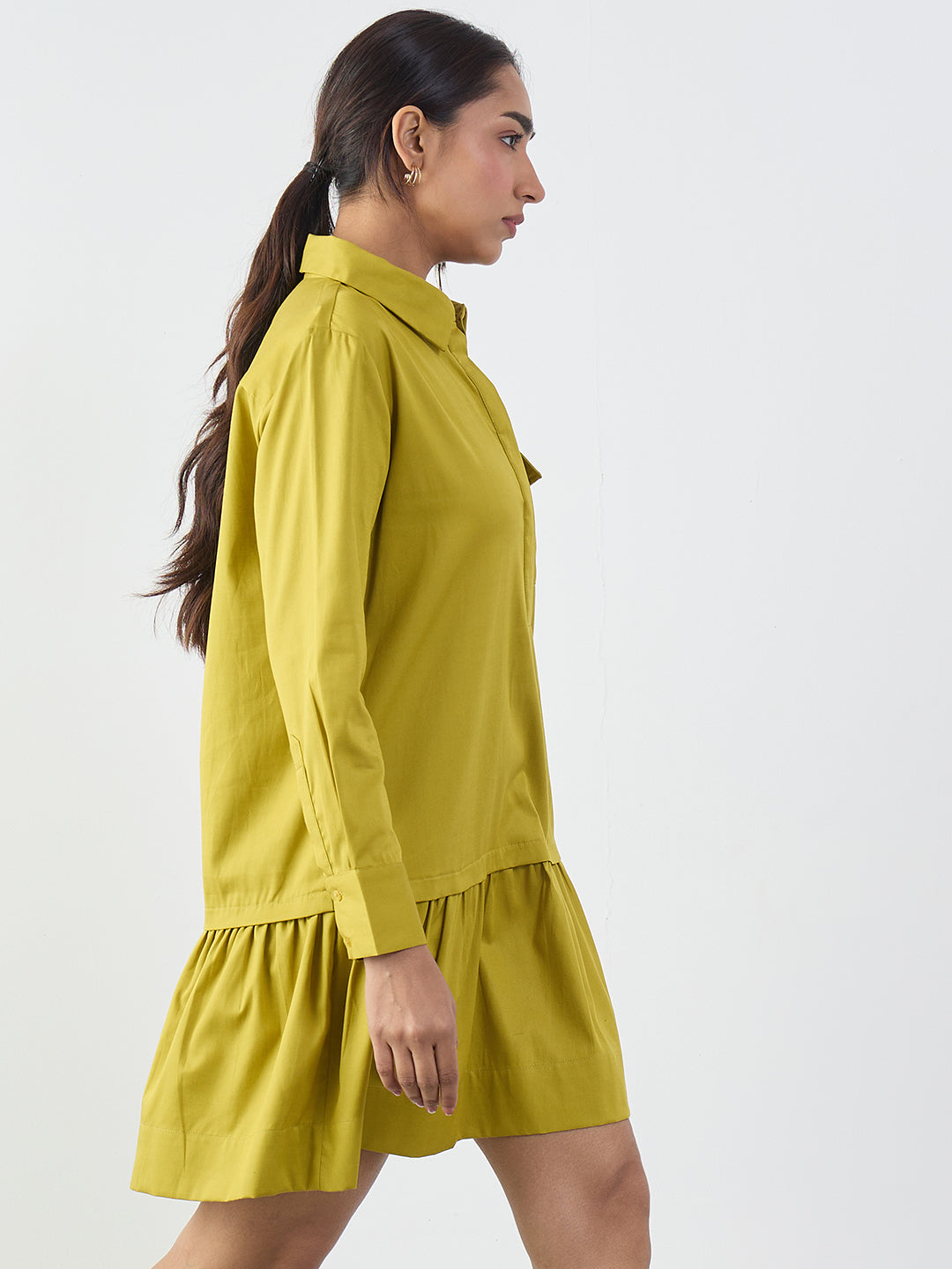 citrine-green-cotton-shirt-mini-dress-ff-7446