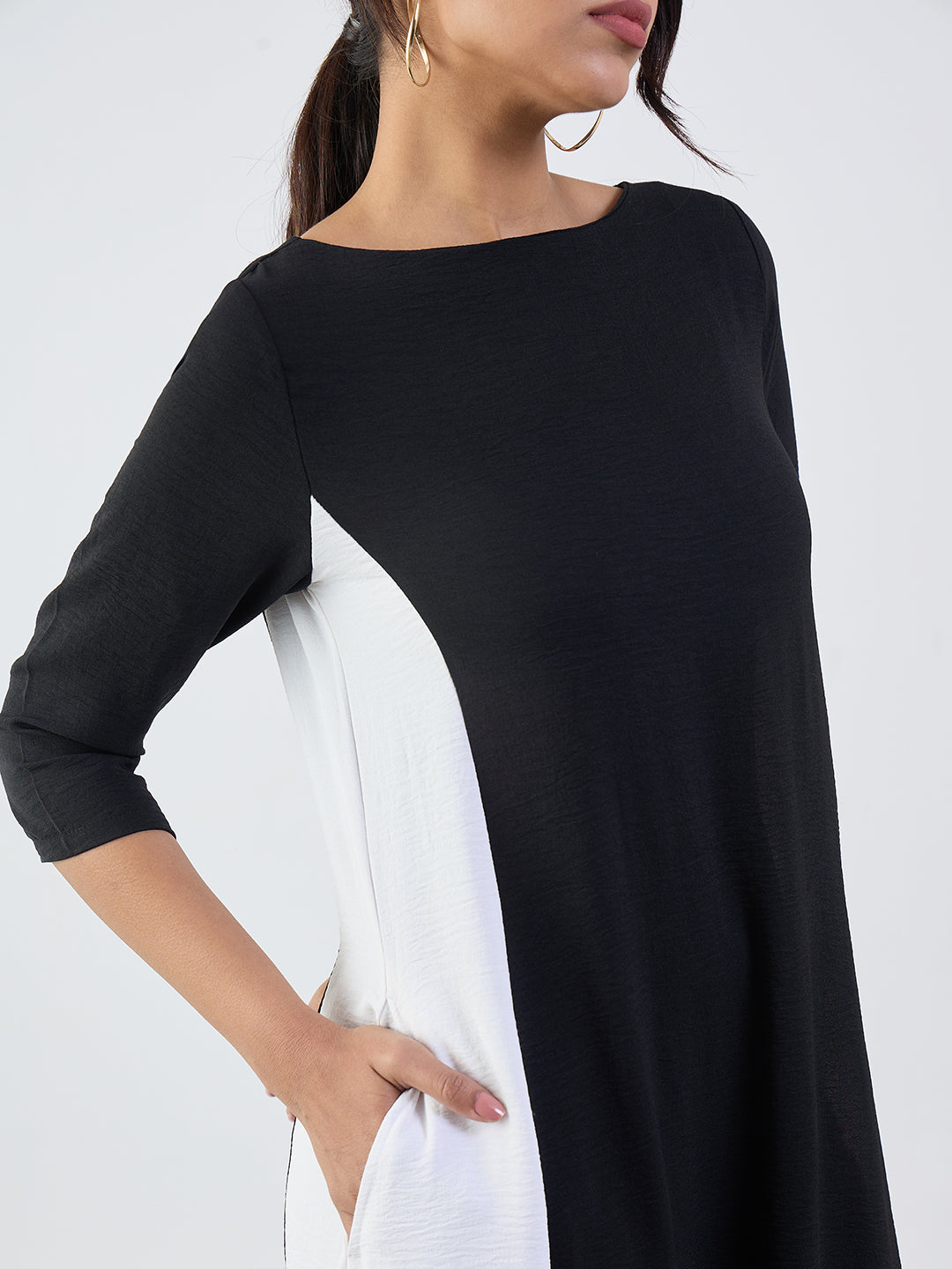 Black And White Colorblock Maxi Dress