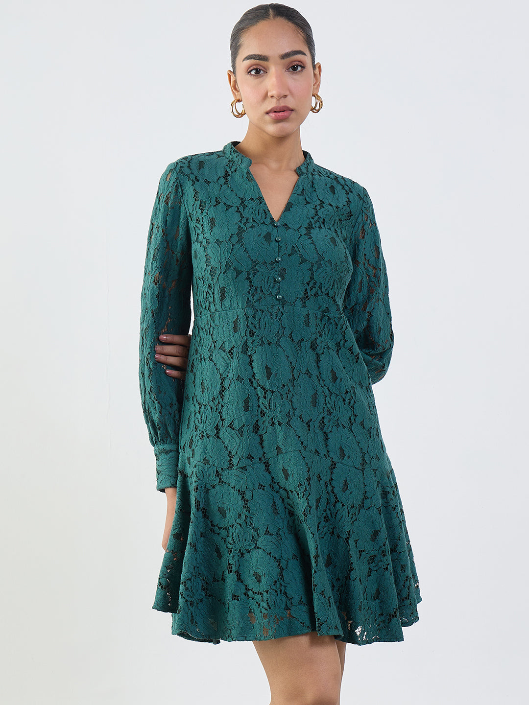 Green Lace Mini Dress