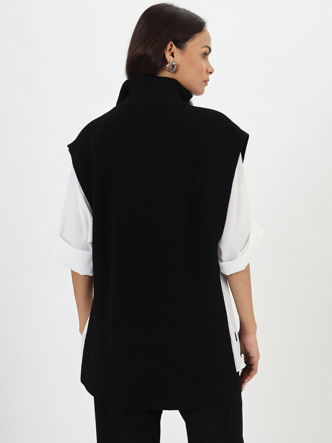 Black Half Zipper Sweater Vest