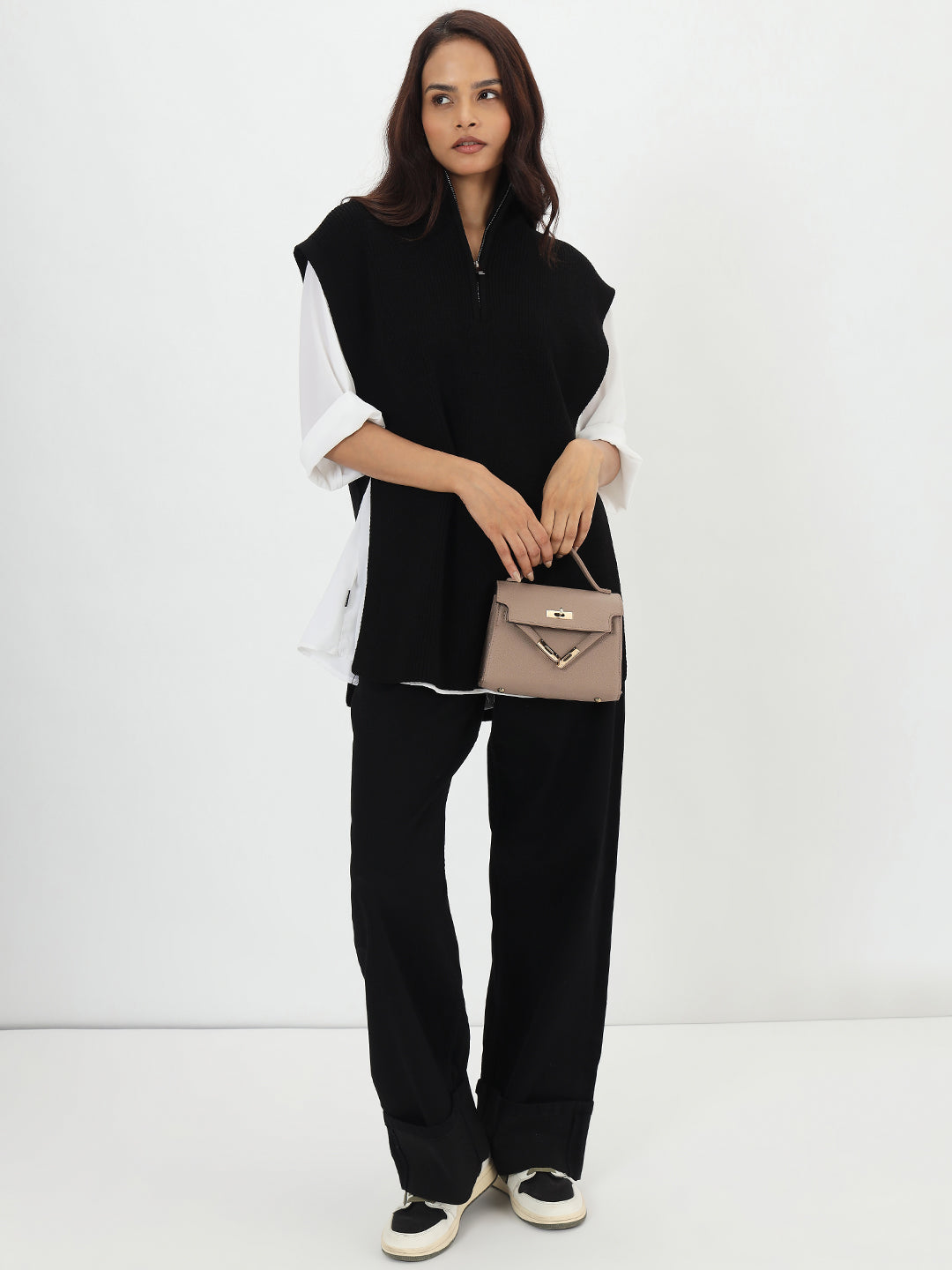 Black Half Zipper Sweater Vest