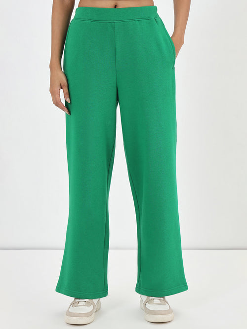 Bright Green Straight Fit Fleece Trackpants