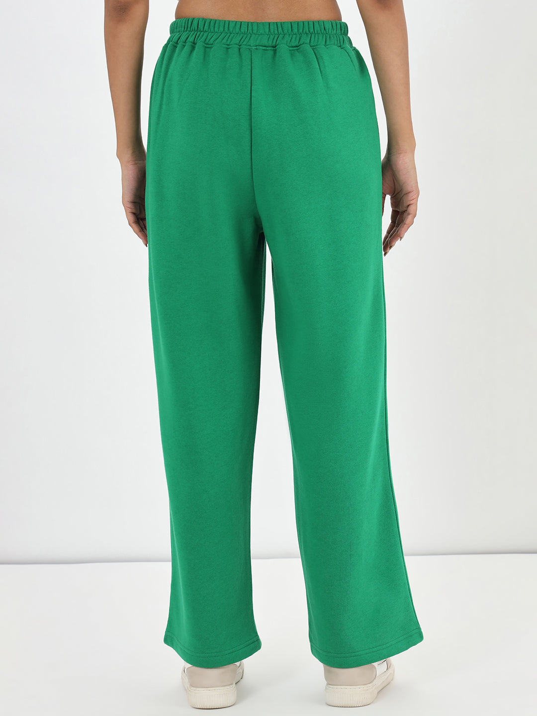 Bright Green Straight Fit Fleece Trackpants