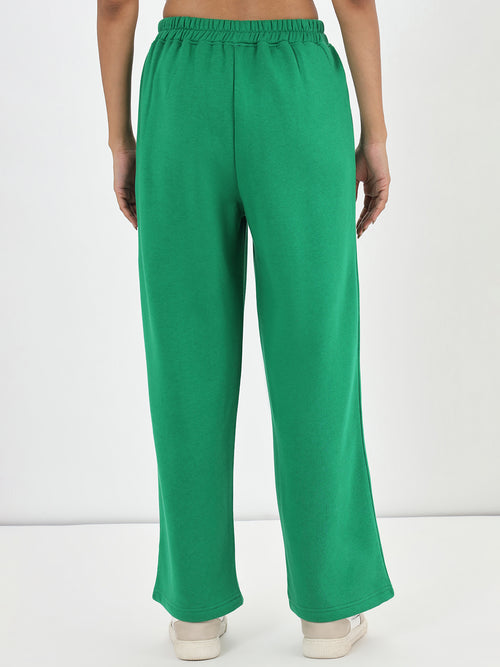 Bright Green Straight Fit Fleece Trackpants