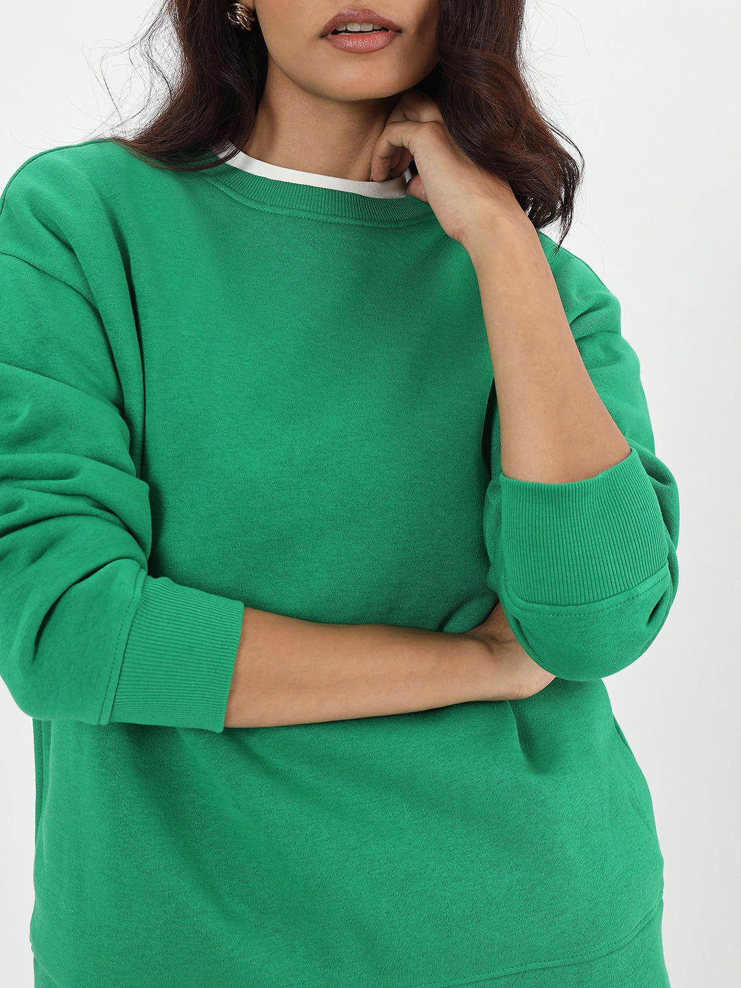 Bright Green Crew Neck Fleece Sweatshirt