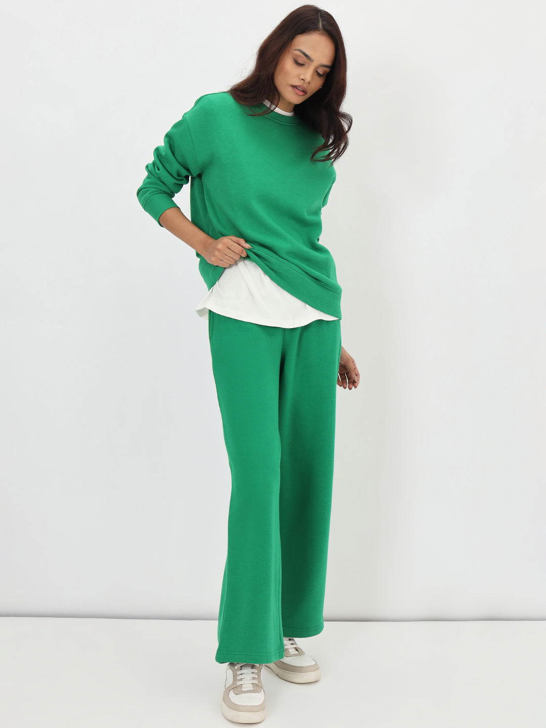 Bright Green Crew Neck Fleece Sweatshirt