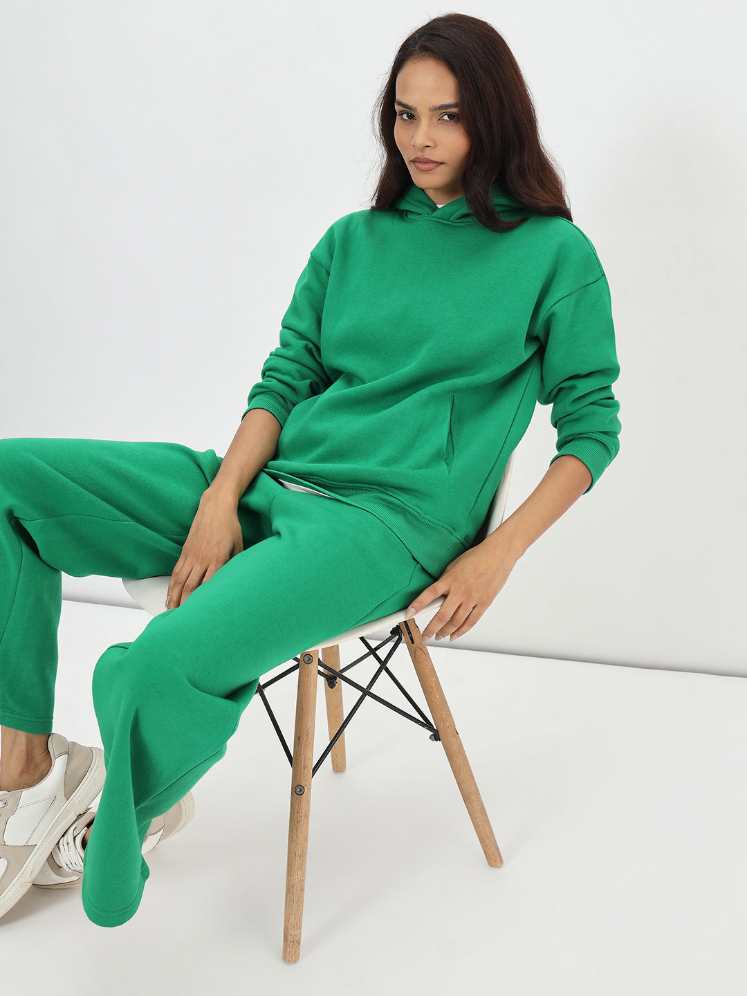 Bright Green Straight Fit Fleece Trackpants