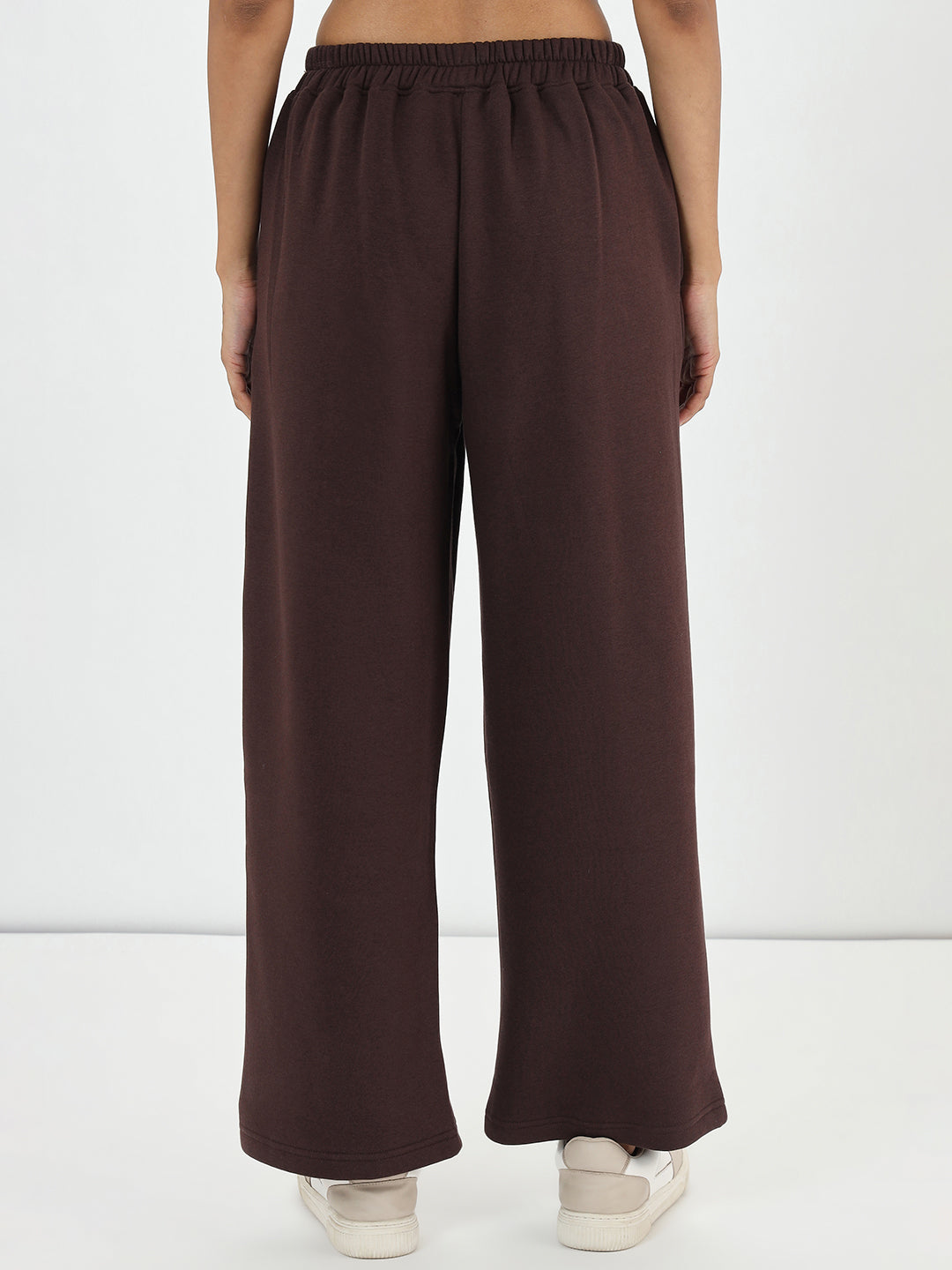 Coffee Brown Straight Fit Fleece Trackpants