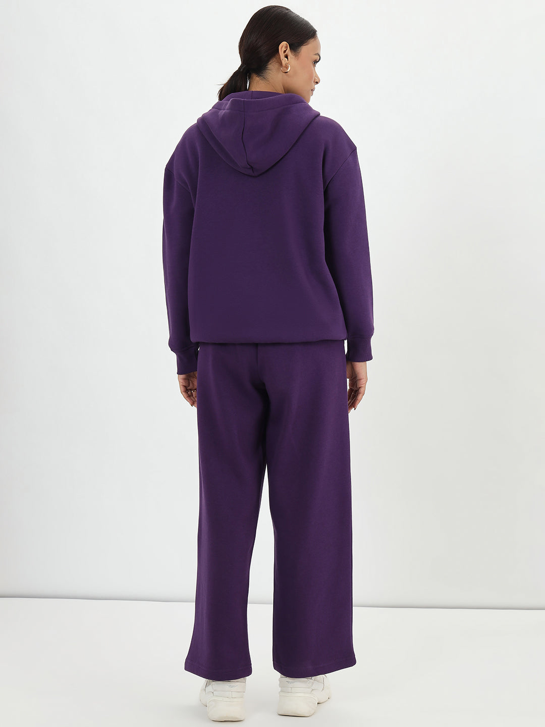 Deep Purple Button Down Fleece Hoodie