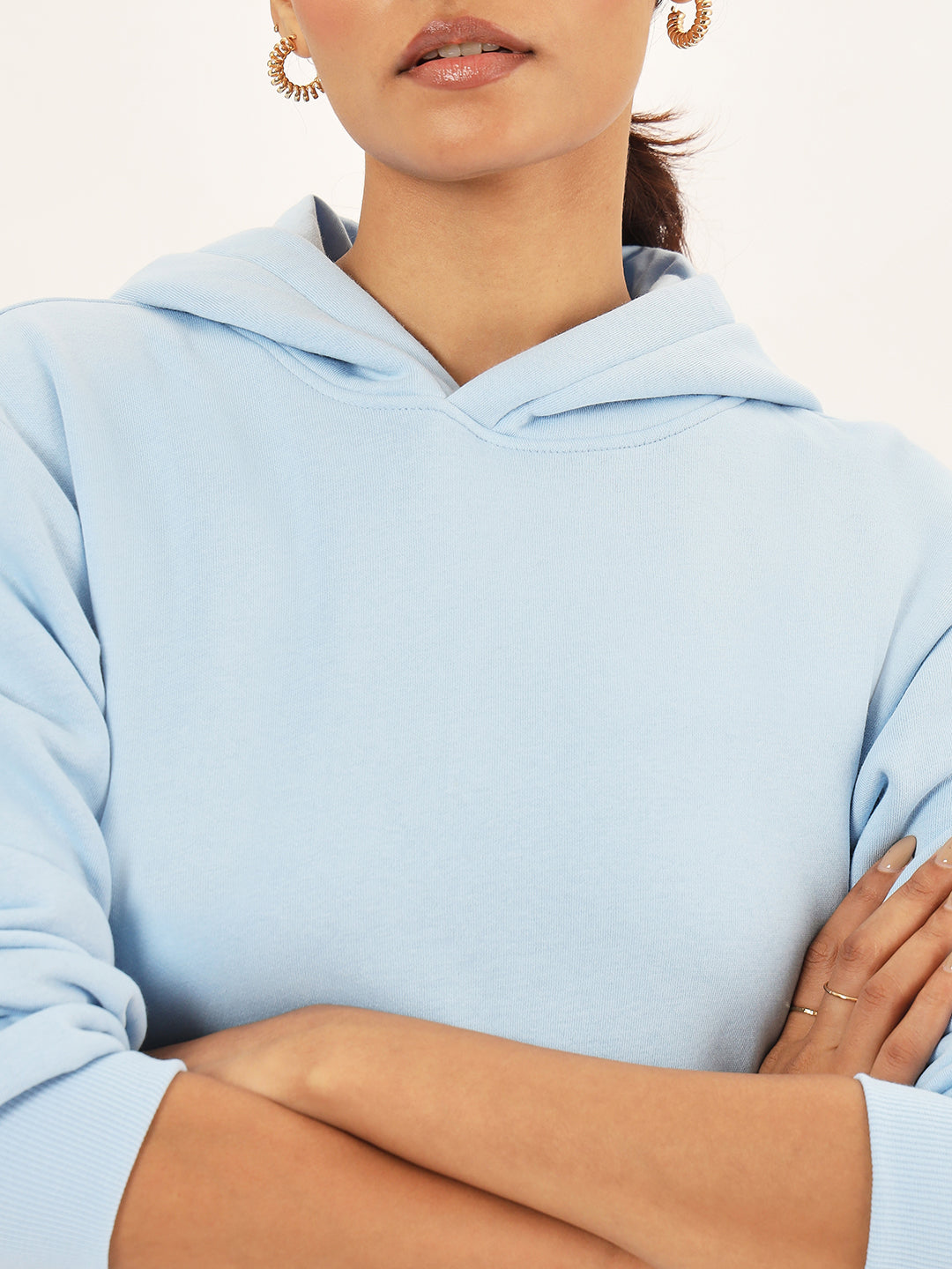 Powder Blue Fleece Hooded Sweatshirt Dress