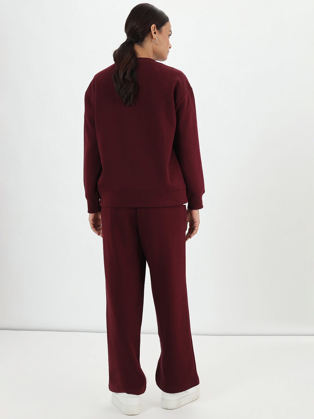 Wine Crew Neck Fleece Sweatshirt