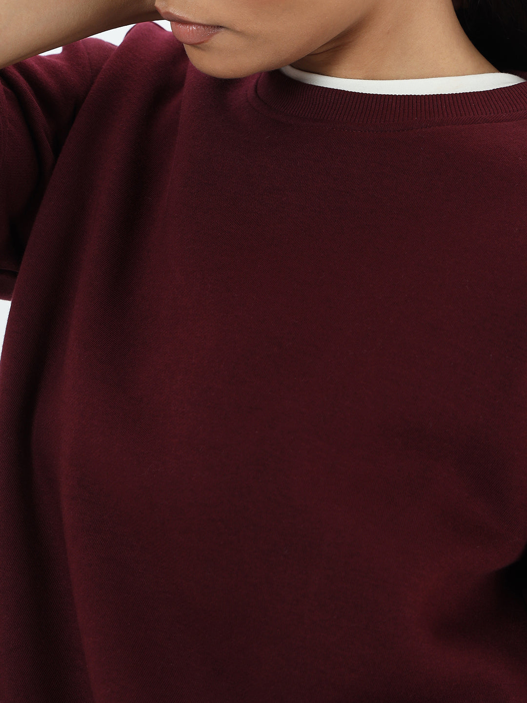 Wine Crew Neck Fleece Sweatshirt