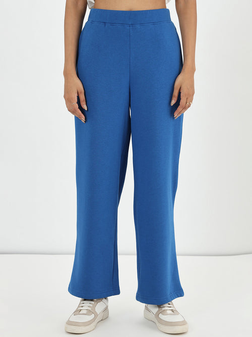 Royal Blue Straight Fit Fleece Trackpants