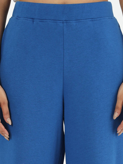 Royal Blue Straight Fit Fleece Trackpants