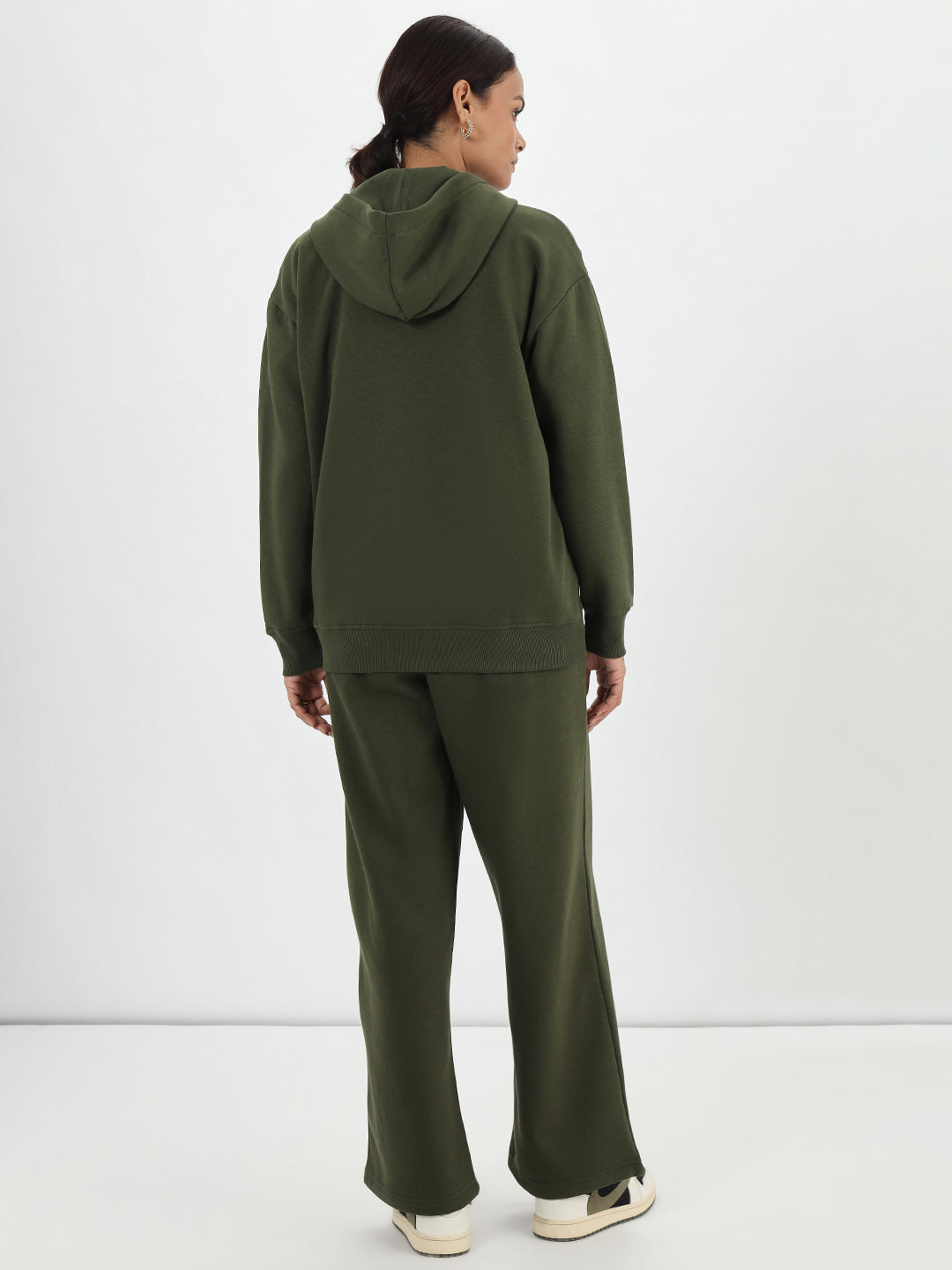 Olive Zip-Up Fleece Hoodie