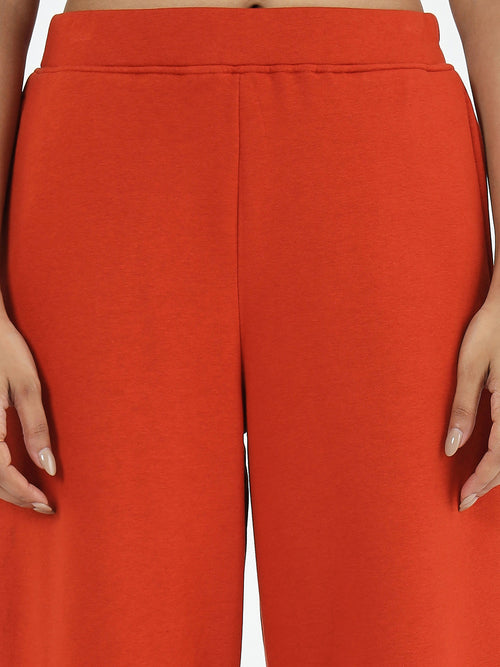 Rust Straight Fit Fleece Trackpants