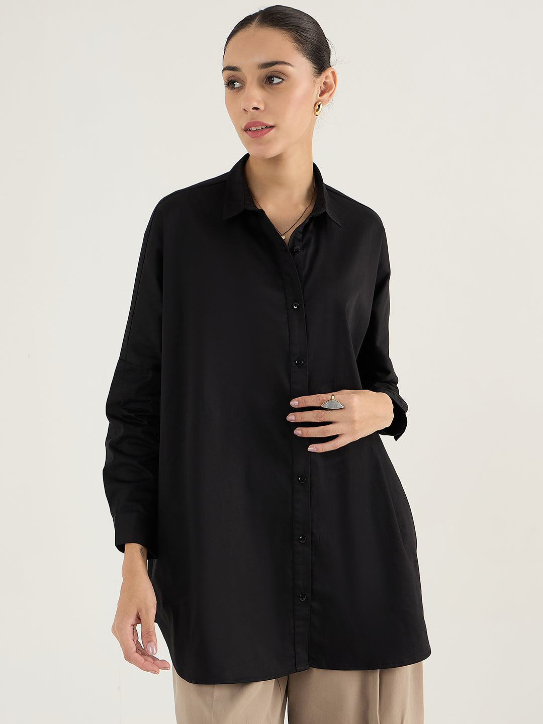 Black Oversize Cotton Shirt