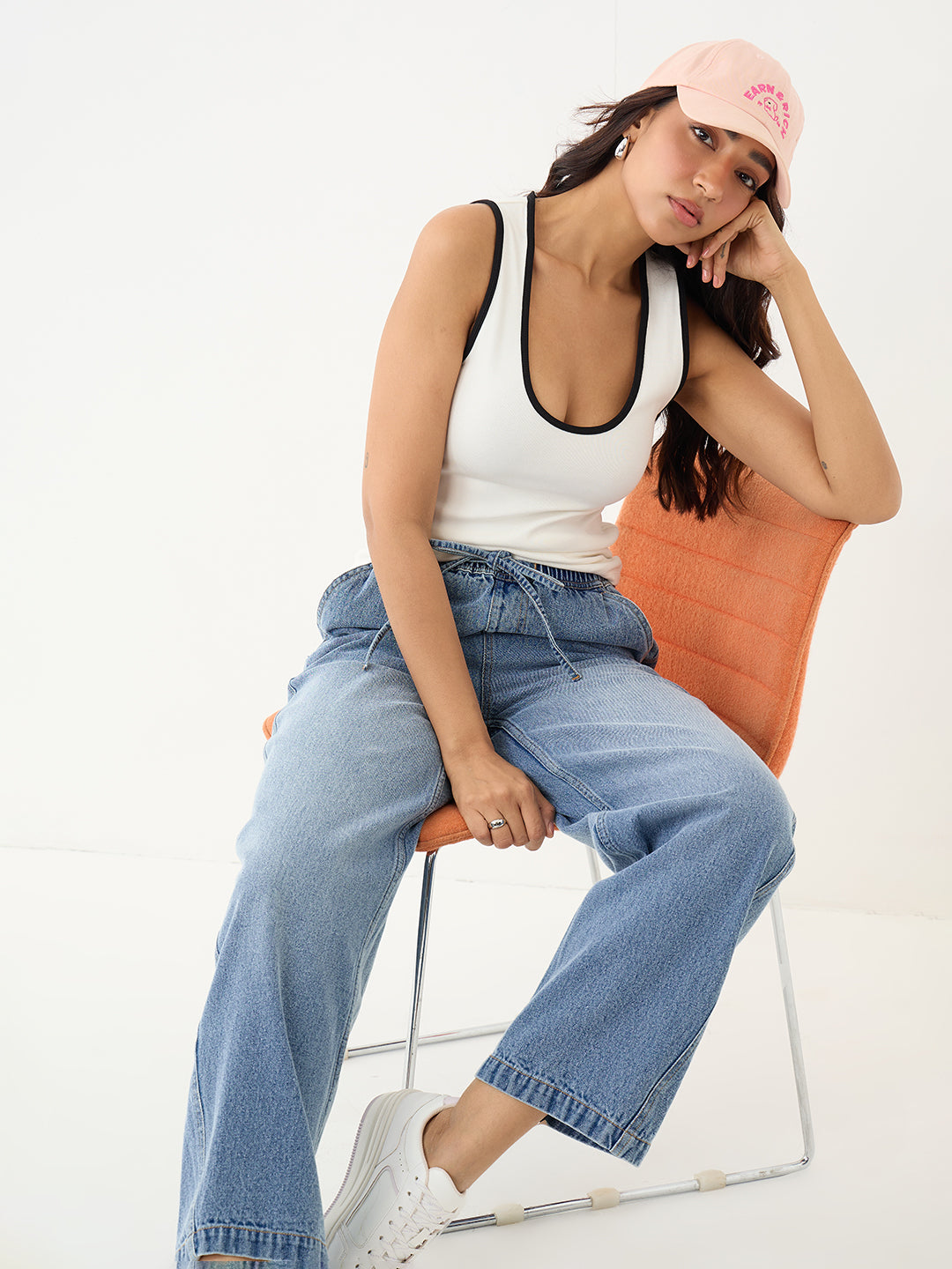 DenimClassic Blue Drawstring Detail Travel Jeans