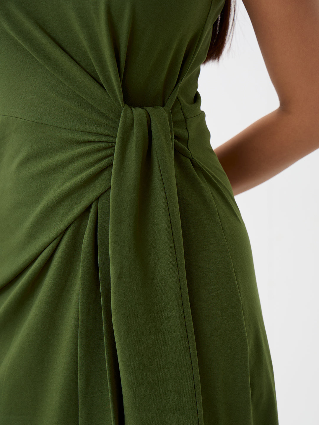 TrueStretch Olive Side Tie-Up Maxi Dress