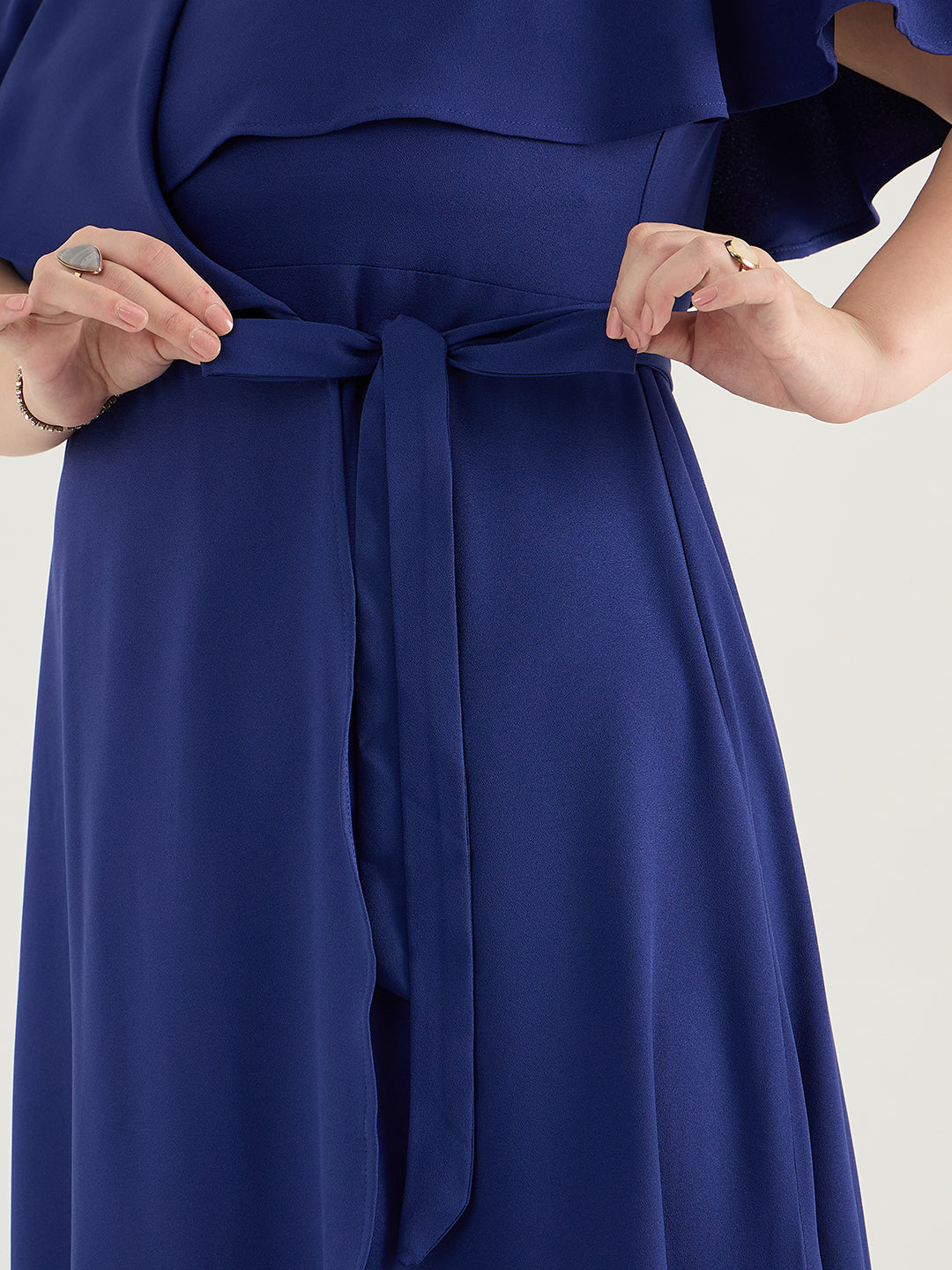 Ink Blue Wrap Formal Maxi Dress