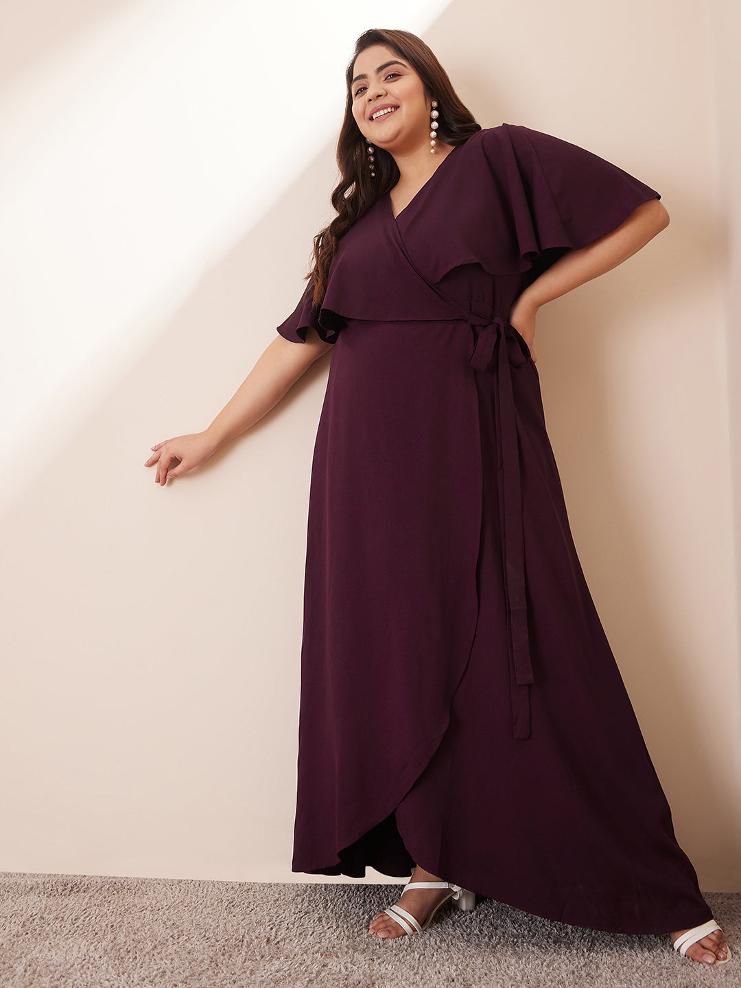 Wine Wrap Formal Maxi Dress