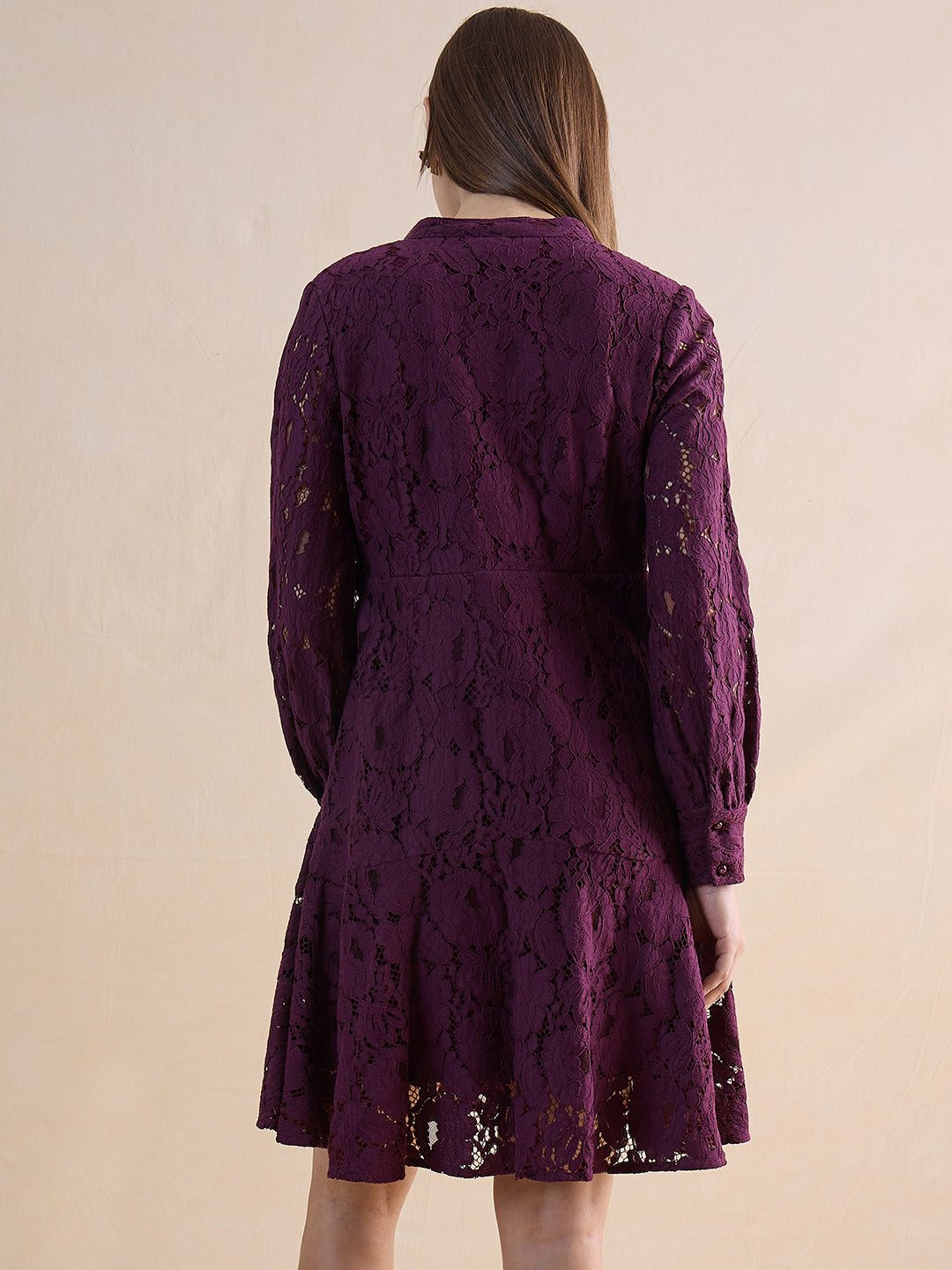 Wine Lace Mini Dress