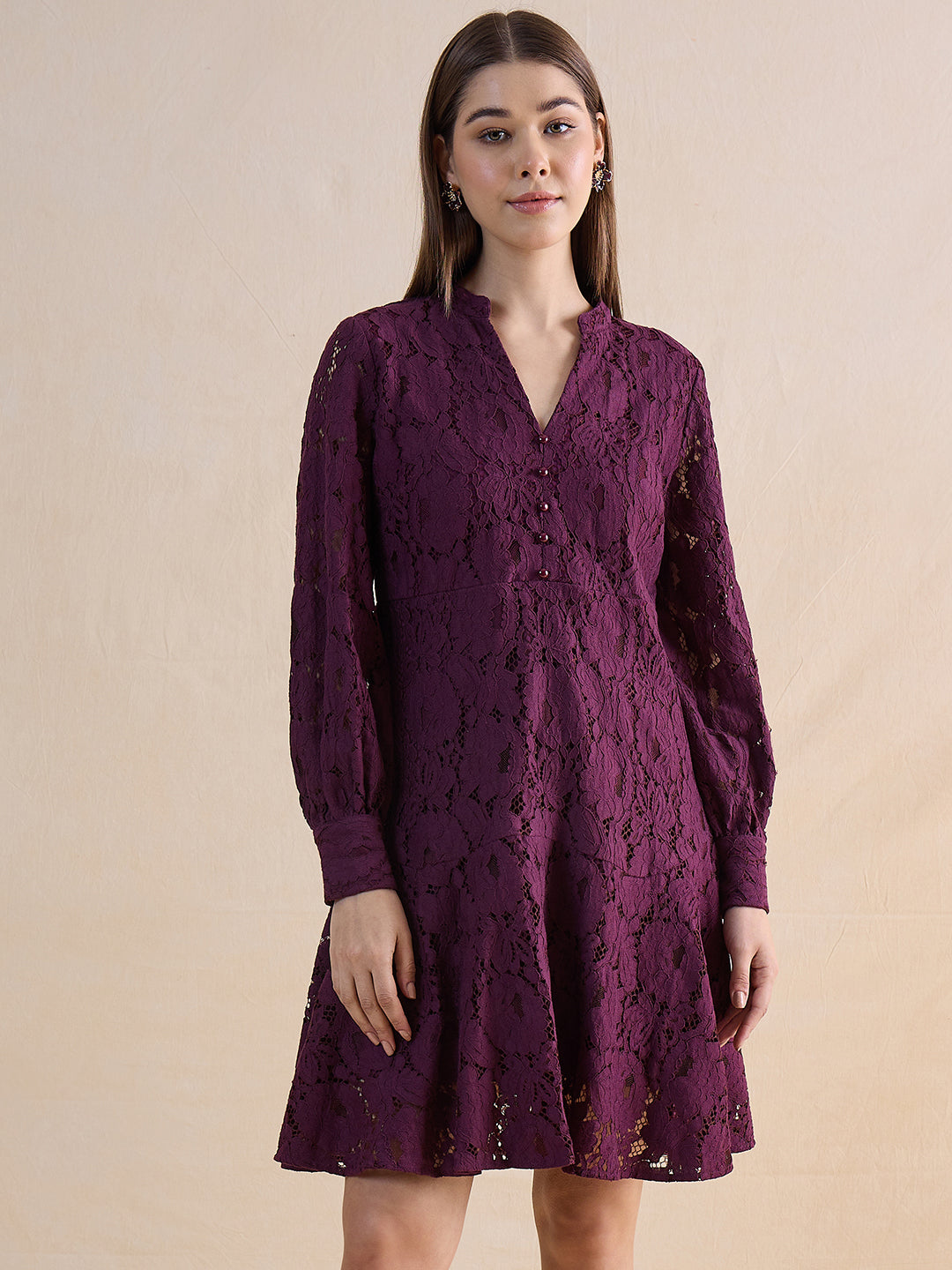 Wine Lace Mini Dress