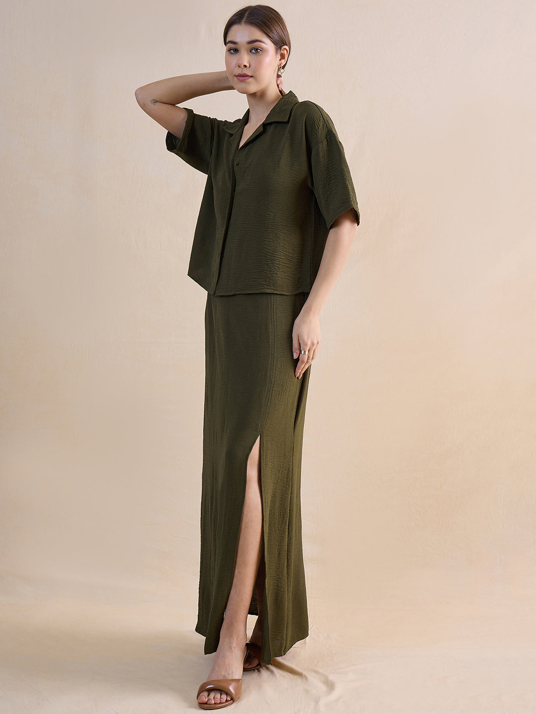 Olive Skirt Co-Ord Set
