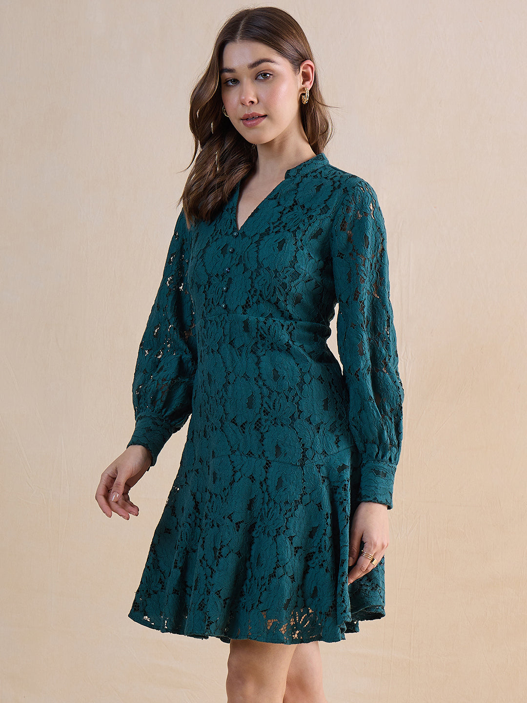 Green Lace Mini Dress