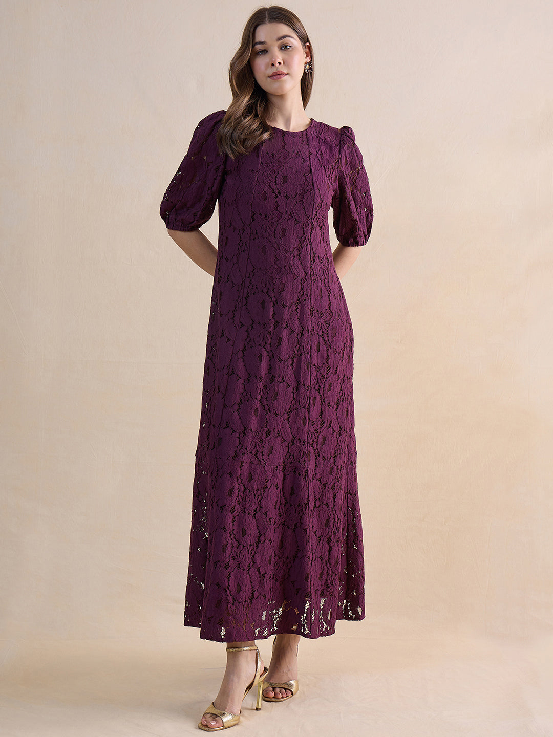 Wine Lace Maxi Dress