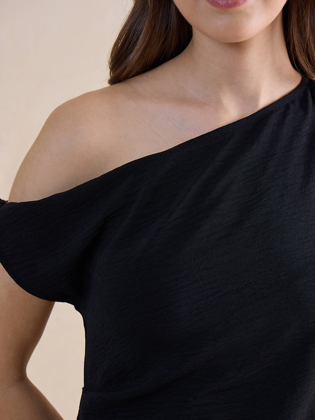 Black One Shoulder Asymmetric Co-Ord