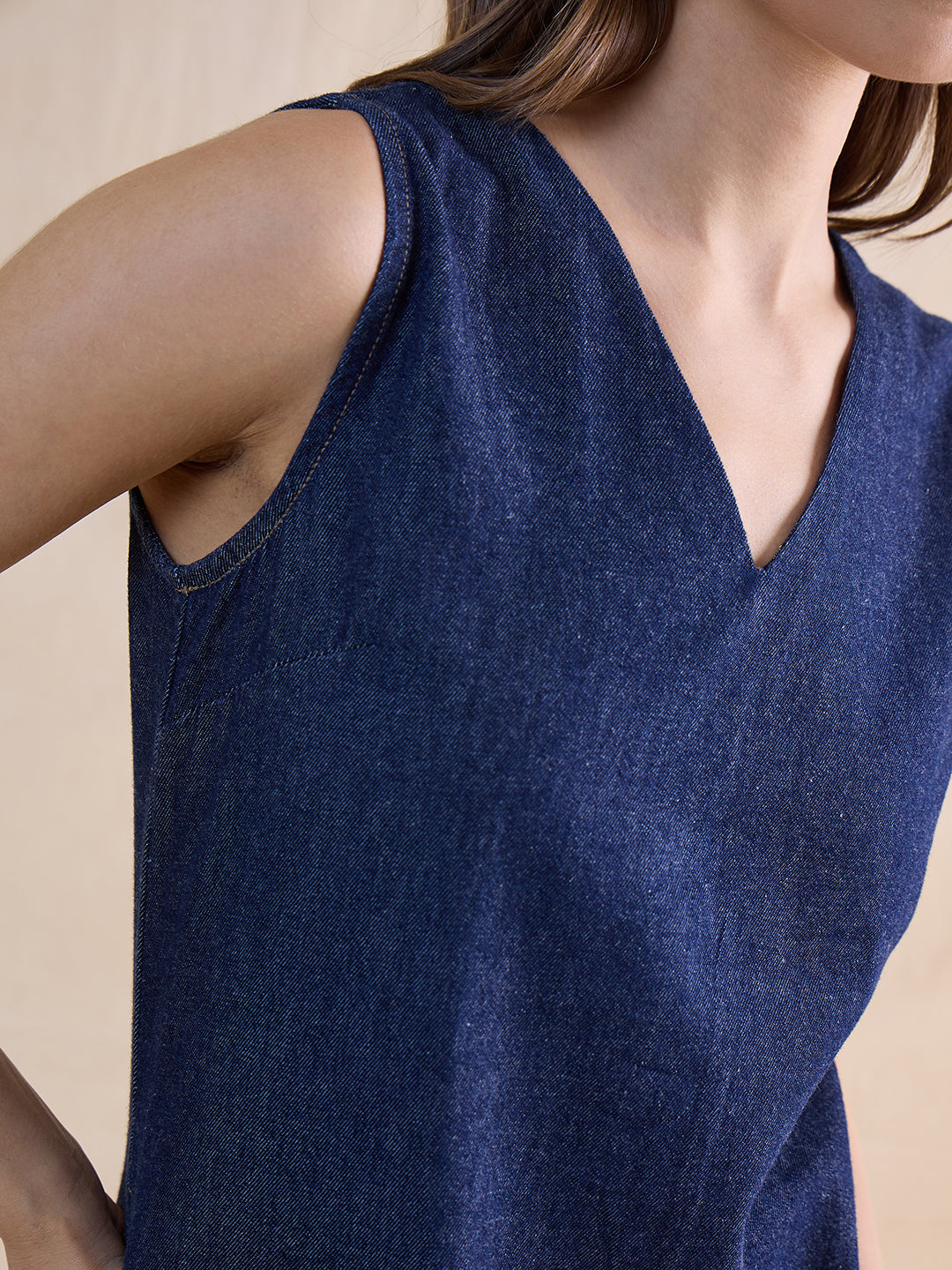 Navy Blue Denim Maxi Dress