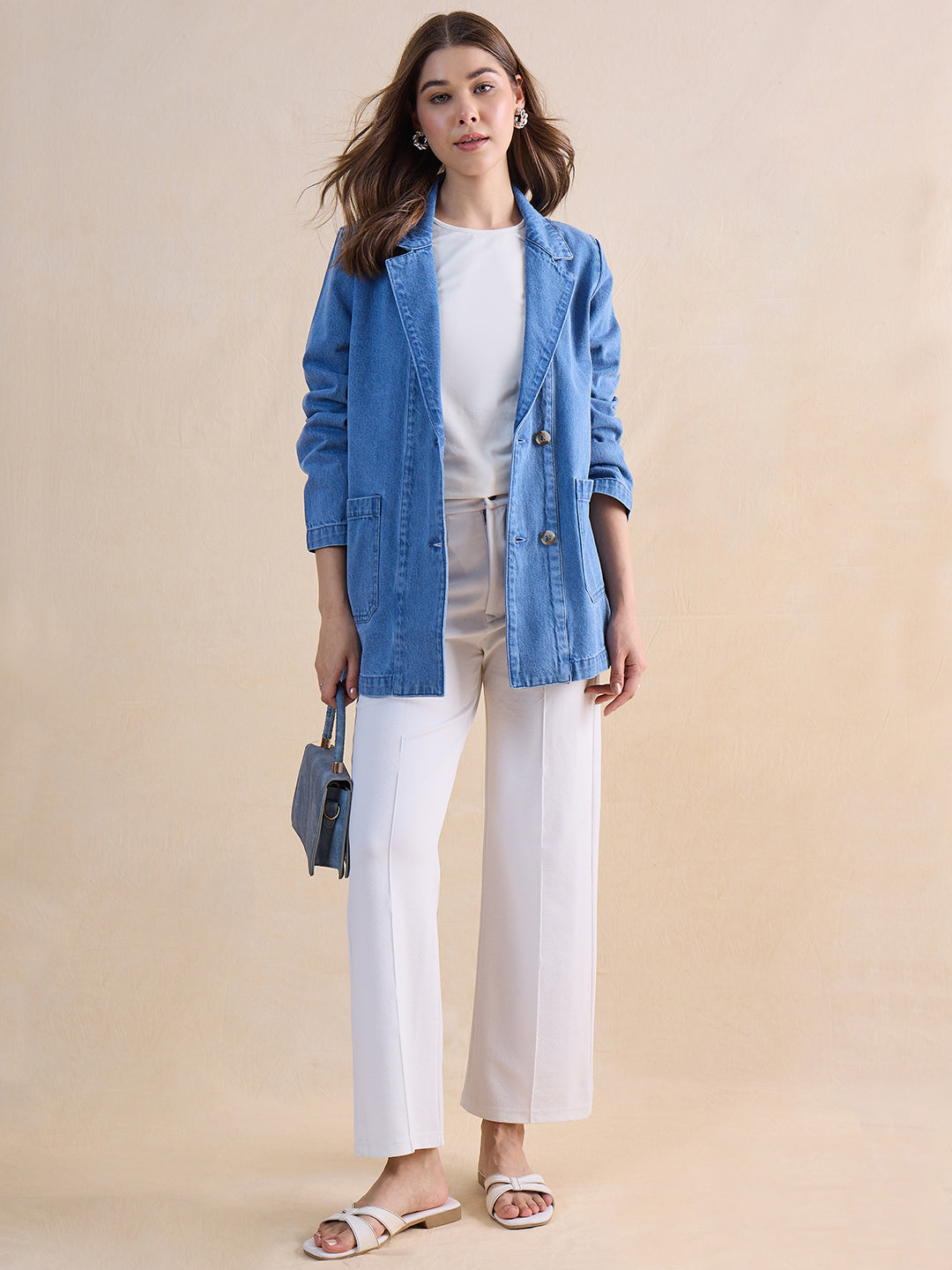 Mid Blue Oversized Denim Blazer