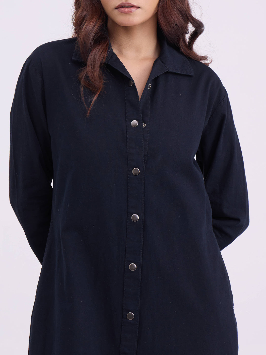 Black Denim Maxi Shirt Dress