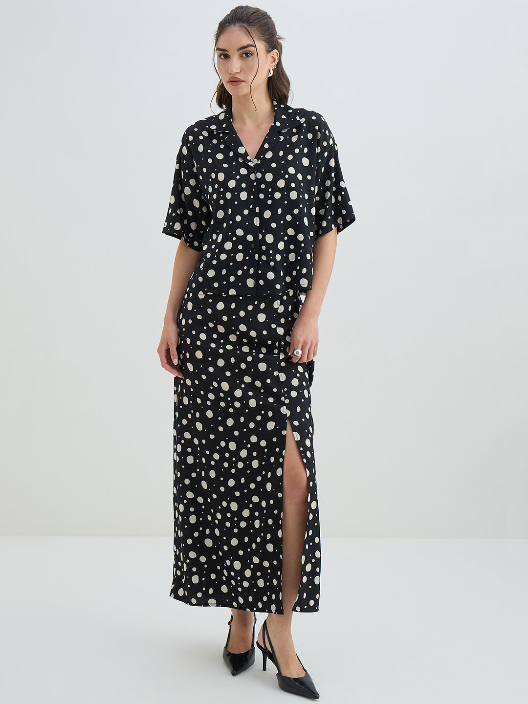 Black Polka Dot Skirt Co-Ord Set