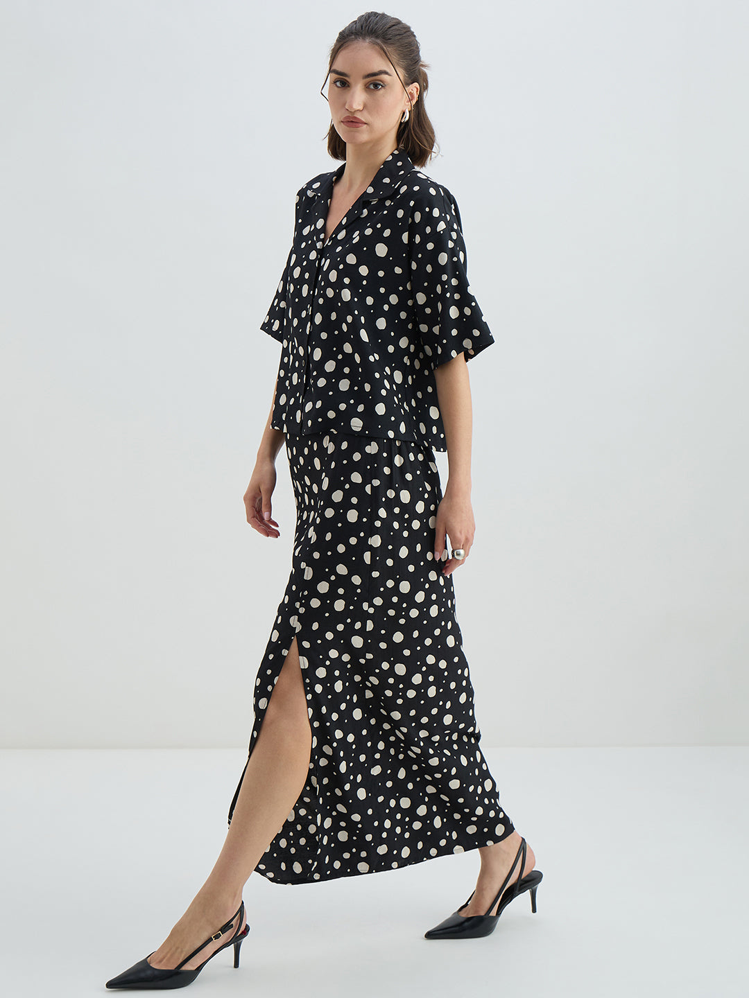 Black Polka Dot Skirt Co-Ord Set