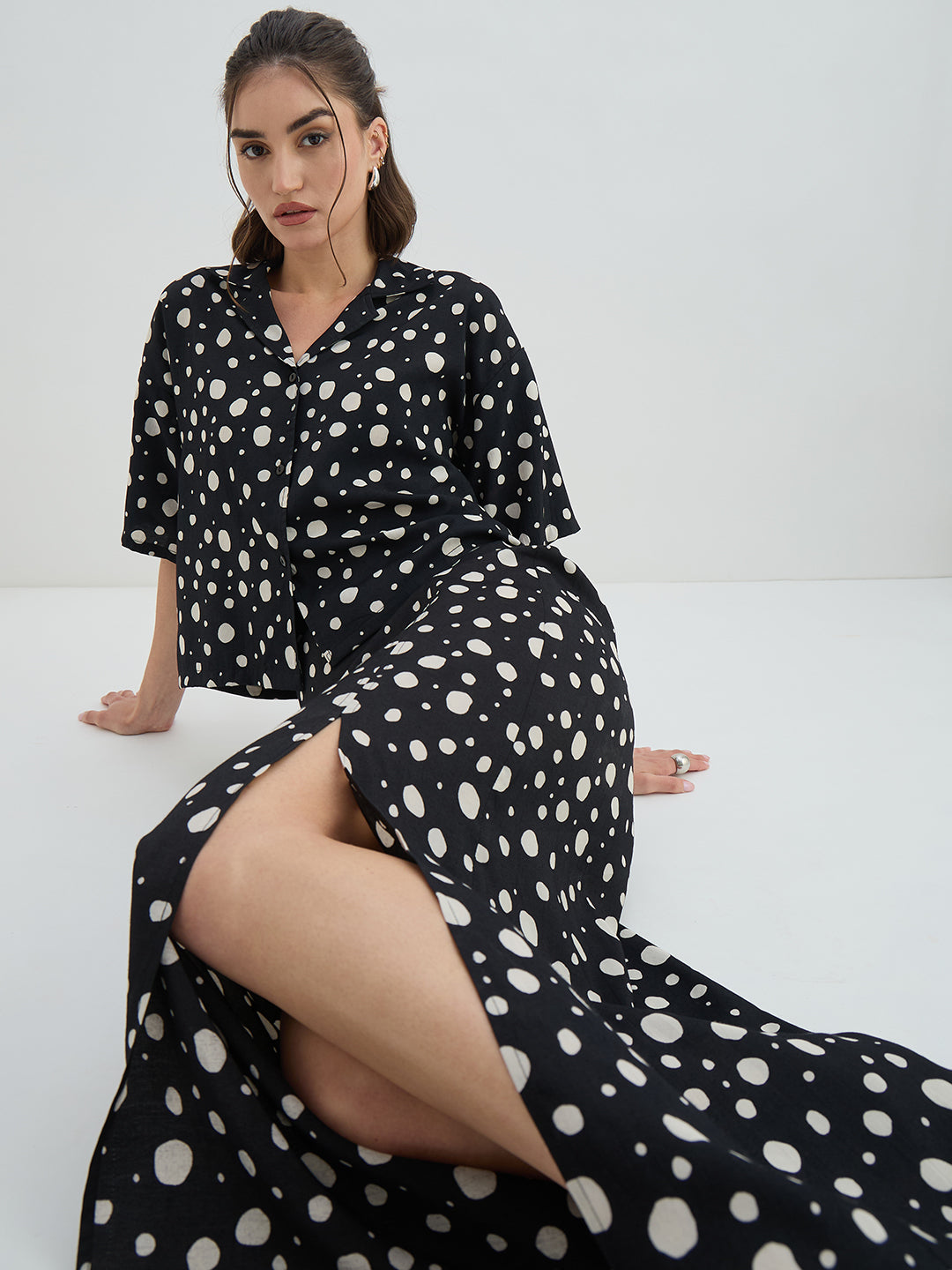 Black Polka Dot Skirt Co-Ord Set