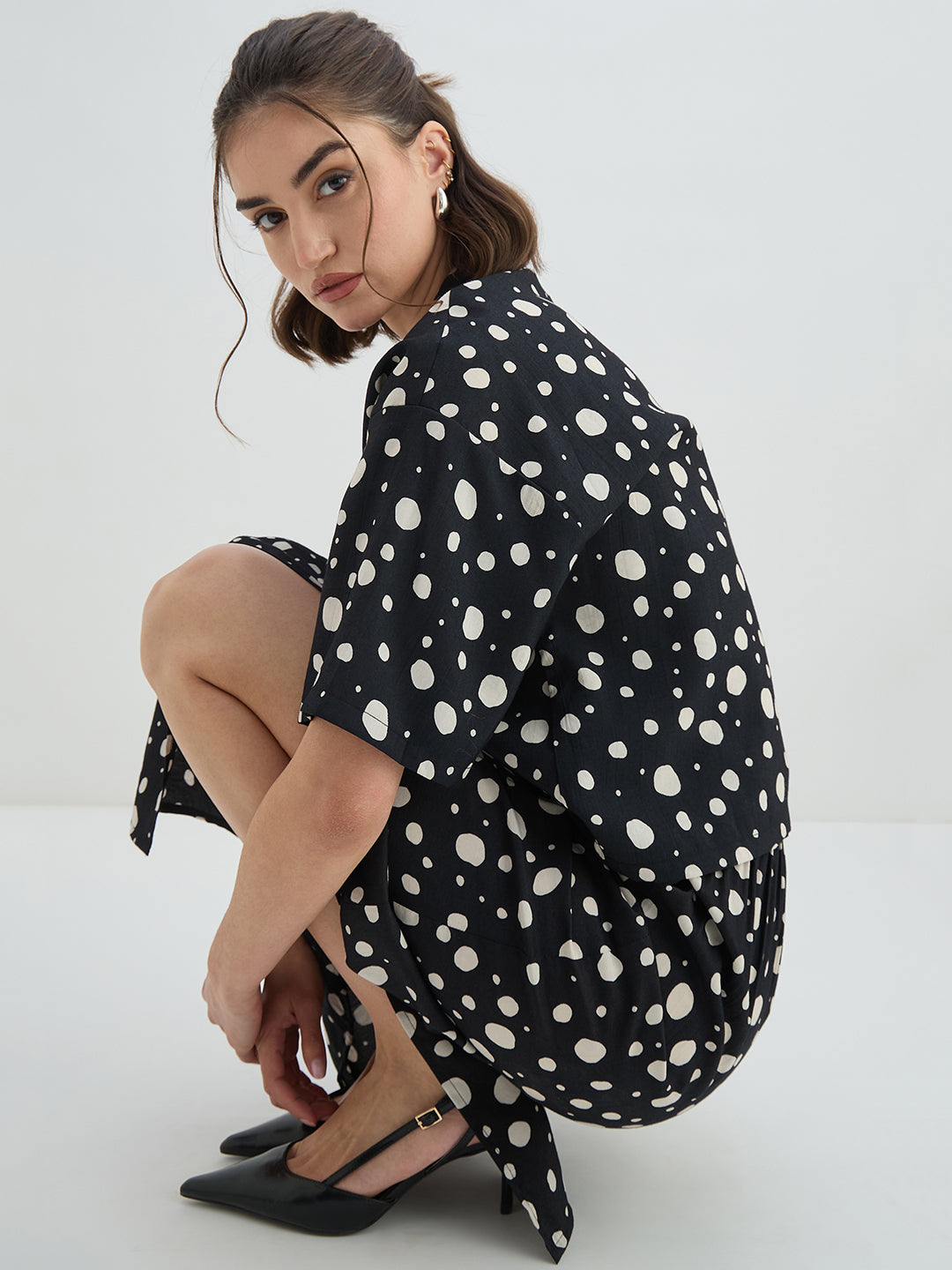 Black Polka Dot Skirt Co-Ord Set