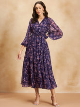 Purple Floral Printed Wrap Maxi Dress